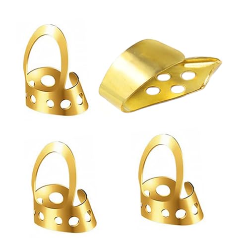 OFFSCH 調整可能なステンレススチール製サムピック バンジョー ギター ウクレレ用フィンガーピック 滑らかなピッキング 全指サイズ対応 4個セット