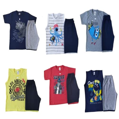 Kit 12 Peças Calor Menino Infantil e Juvenil/Conjuntos Verão (04)