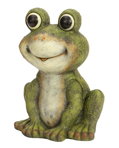 MF Lachender Frosch Freddy Gartenfigur, 33 cm, Magnesia, Grün,...