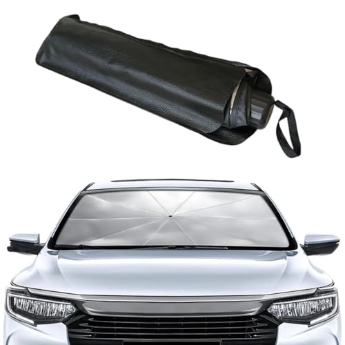 FAST WORLD SHOPPING Parasole Interno Auto, Ombrello Richiudibile Salvaspazio, Struttura in Acciaio, Anti-UV e Isolante Termico per Parabrezza, SUV, MPV e Furgoni, Dimensioni Univesali 138x78 cm