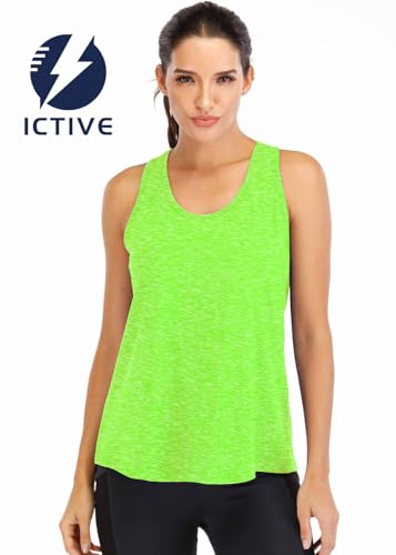 Image of ICTIVE Workout Tops for Women Loose Fit Racerback Mesh Backless Muscle Tank Running Shirts