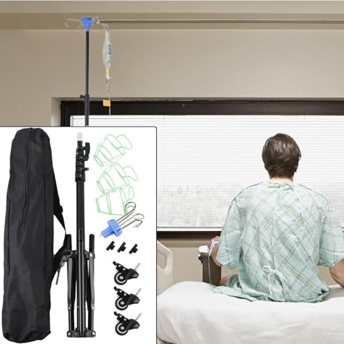 Support à perfusion avec crochet pour faciliter les soins médicaux à domicile - 2