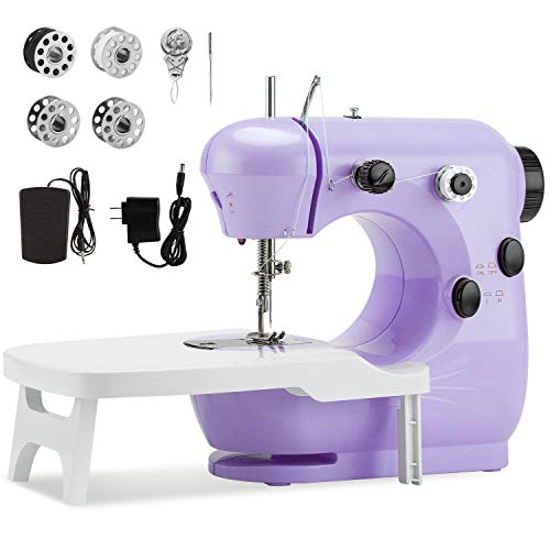 Beginner Sewing Machine with Extension Table,Midvalley Handheld Sewing Machine for Kids,Mini Sewing Machine with Dual Speed,and Double Thread,Electric Hand Sewing Machine for Crafts Household