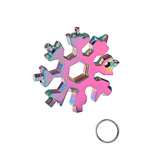 AFXOBO 18 in 1 Stainless Steel Snowflake Wrench Tool Multifunctional Keychain Combination Utility Wrench Home Improvement Tool