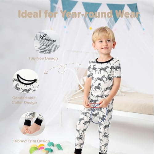 Image of Kids 2-Piece So Soft Playtime Set-Lightweight Viscose from Bamboo Short Sleeve Top&Leggings for Toddler Boy & Girls