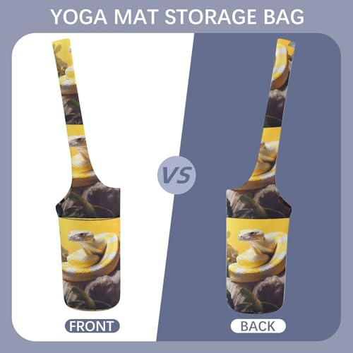 Sac de tapis de yoga python jaune en toile pour transport et rangement optimal - 3