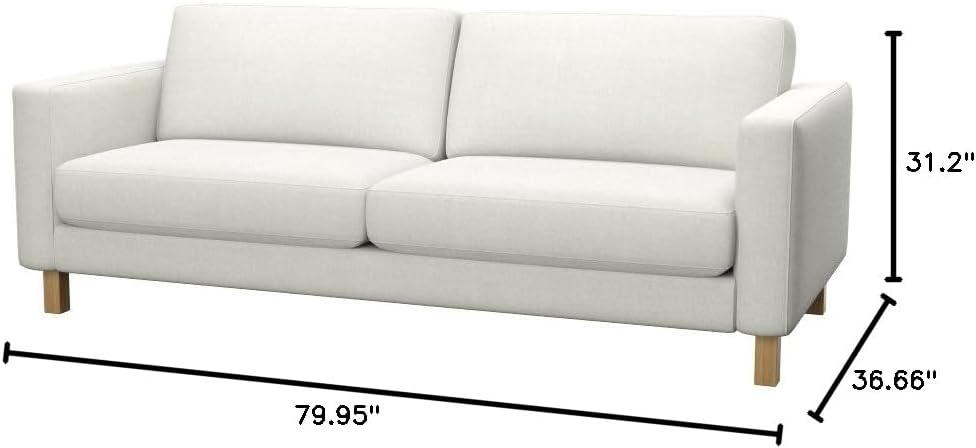 Soferia Replacement Compatible Cover for Karlstad 3-Seat Sofa, Fabric Elegance Ecru
