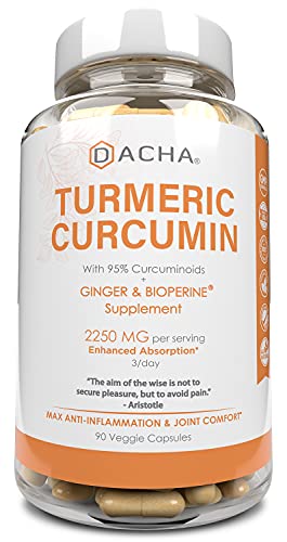 Triple Strength Tumeric Curcumin Supplement - 2250mg Joint Support Supplements Turmeric with Black Pepper Bioperine Ginger 95% Curcuminoids Anti Inflammatory Capsules Antioxidant Back Pain Relief…