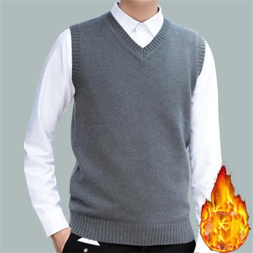 TdvcpmkkMen's Cotton Sweater Vest Warm Thick V-Neck Sleeveless Pullover Knitted Sweater Vest2
