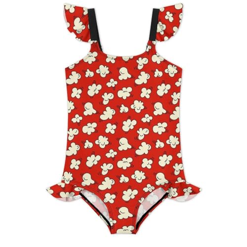 Image of Girls One Piece Swimsuit Macaroni Cheese Pasta Food Ruffles Swimwear Bathing Suits 3-12 Years