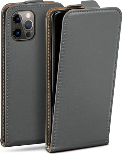 Étui iPhone 12 Pro Max moex à rabat en cuir synthétique gris avec film