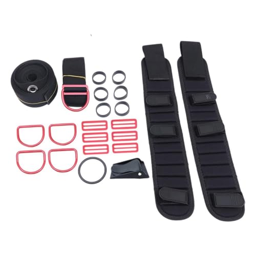 Diving Backplate DIR Harness Kit with Replacement Buckles and Weight Belt, Red