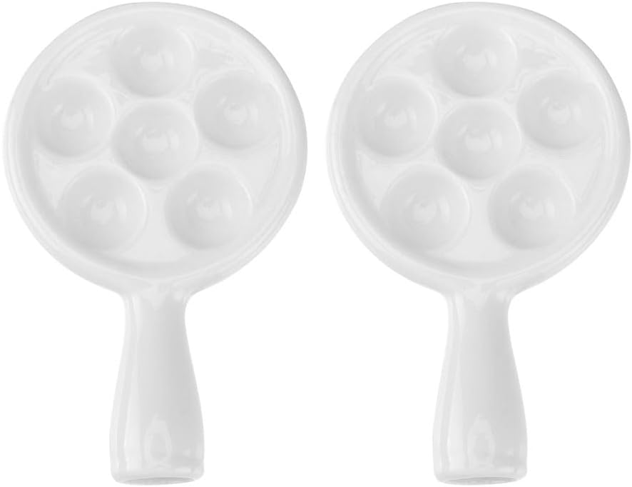 Garneck Ceramic Escargot Baking Dish Snail Grill Plate Family Size Snail Serving Tray Oven Dishwasher Safe