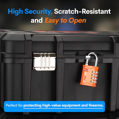 Image of FORGE 4 Digit 17067 TSA Approved Tool Box and Case Lock, Combination Padlock for Travel, Orange 1 Lock