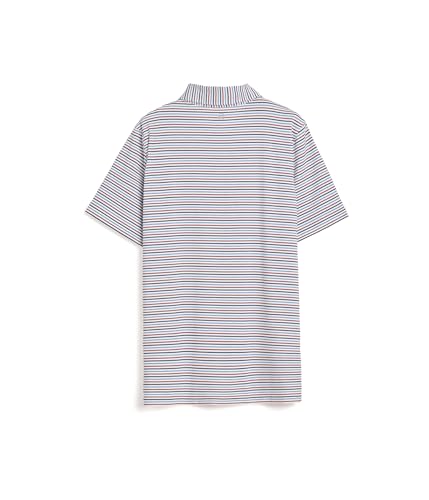 Image of vineyard vines, Boys, Bradley Stripe Sankaty Polo (Toddler /Little Kids /Big Kids), White /Hull Blue /Red, 2, Toddler