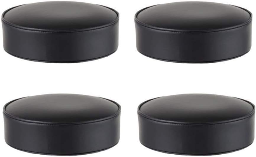 Barstool Replacement Seat Cushion - Heavy Duty Fabric Backed Black Vinyl Stool Seat- 4 Pack~Black