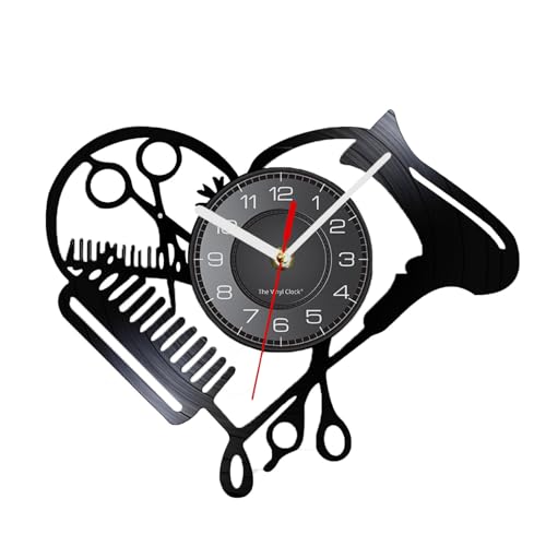 Horloge murale LED de coiffure silencieuse avec ciseaux et peigne - 2