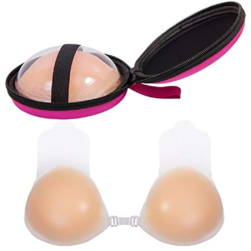 Anazalea Adhesive Bras for Women Push Up, Lift Adhesive Sticky Silicone Bra Beige