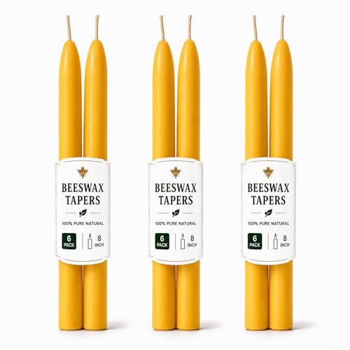 6 Pack Beeswax Taper Candles (8 inch)