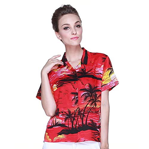 Image of Hawaii Hangover Family Matching Hawaiian Clothes, Sunset Red | Family matching Hawaiian outfits, Sunset Red, lightweight rayon, machine washable, tropical floral print, luaus, cruises