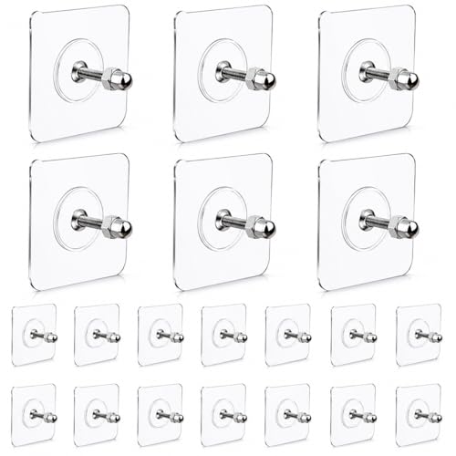 Image of BRAND VILLA Heavy Duty Self Adhesive Wall Hooks | Waterproof Stainless Steel No Drill Sticky Hooks for Bathroom Kitchen Towels Keys & Home Organization (Pack- 20)