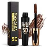 5D Silk Fiber Eyelash Mascara, Brown Volume Mascara with Soft Mascaras Brush, Long-Lasting Waterproof No Smudge Mascaras with False Lash Effect