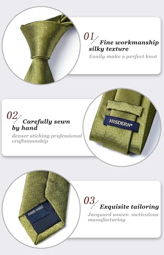 Image of HISDERN Ties for Men Solid Houndstooth Neckties Handkerchief Formal Business Tie & Pocket Square Set Wedding Party