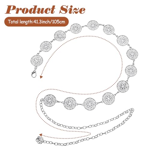 1 PCS Western Chain Belt Concho Belts for Women Country Belts Metal Waist Chain Belt Boho Chains 70s Concert2