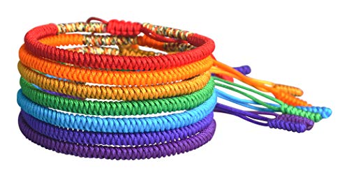 Preisvergleich Produktbild Reclaiming Zen 7 Chakra Tibetischer Buddhistischer Mönch Handgefertigte Lucky Knot Rope Armbänder (7er Set)