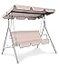 JOFLVA Toldo Balancin Jardin, Techo De Repuesto para Un Columpio De Porche 3 Plazas Arena Beige UV 50 Cubierta De Reemplazo Techo Solar Columpio Techo Universal con Cubierta Asiento.(200*145*18cm)