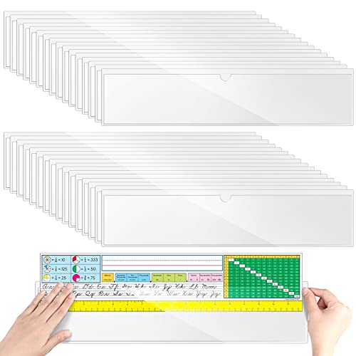 Image of Chinco 30 Pcs Self Adhesive Pockets, Bin Labels for Storage Bins, Clear Pocket Label Sleeves, Plastic Index Card Holder with Top Open for Organizing Bins Box Drawer(14 x 4 Inches)