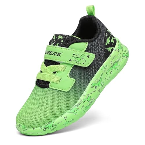 GEERX DIMO Dinosaur Toddler Boys Shoes Non Slip Lightweight Breathable Comfortable Sport Athletic Running Tennis Sneakers Green Black Size 12