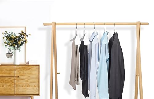 Amber Home 10 Stück 44,5cm Weiß Kleiderbügel aus Holz mit Breite Schultern(5.8cm), Robust und Glänzend Aufhänger mit Runde Stange für Anzug Jacke Mantel Hemd Hose