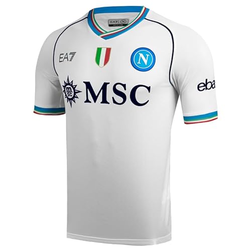 SSC NAPOLI Camiseta de competición, EA7, Escudo Tricolor, Tejido técnico Dry Touch, 2023/2024