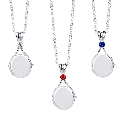 NlsqUK H2O Stainless Steel Locket Necklace, 3 PCS H2O Silver Pendant Jewelry Necklace Gifts for Women