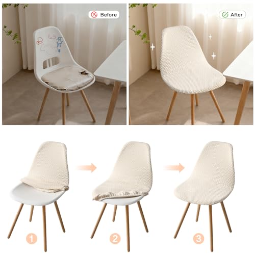 Fuloon Coprisedia Con Schienale 6 Pezzi,Elasticizzato Anti-Scivolo,Fodere Per Sedie Lavabile In Lavatrice,Anti-Rughe Protezione Per Sedie Cucina Soggiorno - 6