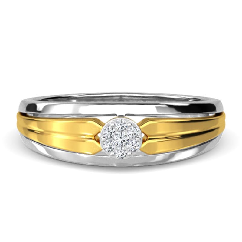 Image of KISNA 14k / 18k Real Gold & Diamond Ring | Diwali, Rakhi Rakshabandhan Gift for Brother, Husband | With Certificate of Authenticity & BIS-Hallmarked Gold Jewellery | Samuel Diamond Ring For Him