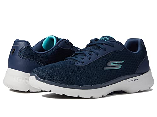 Skechers Women's GO Walk 6-Iconic Vision Sneaker, Navy/Turquoise, 52
