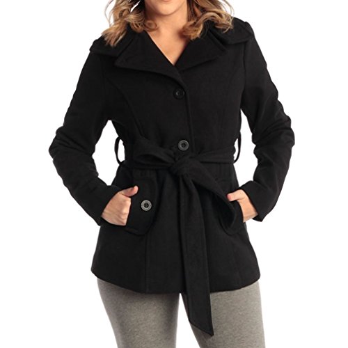 Alpine Swiss Bella Womens Wool Coat Button Up Jacket Belted Blazer2