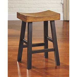 Signature Design by Ashley Glosco Farmhouse 255 Counter Height Saddle Barstool Set of 2 Two Tone Brown
