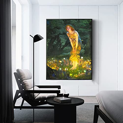 Kway Midsummer Eve Wall Art -Edward Robert Hughes Art Rrints -Fairy Painting Neoclassical Art Novue Print - Famous Oil Paintings Reproductions For Home & Office Wall Decor - Unframed 12X16In/30X40Cm #TOP2