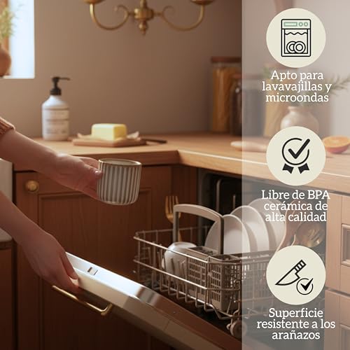 Miniatura 6 de Erkundpresso. - 2 X 180 Ml Tazas De Café De Cerámica Sin Asa - Tazas De Café Para Espresso Para Agua Y Té - Resistentes Al Calor - Colores Retro - Juego De Regalo -Blanco Arenque