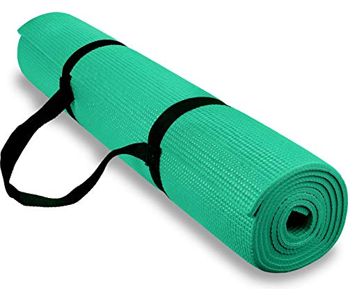 image for Spoga 1/4-Inch Anti-Slip Exercise Yoga Mat with Carrying Strap, Dark G