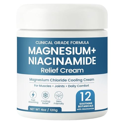 Crema de alivio de magnesio + niacinamida, fórmula refrescante con 12 botánicos calmantes, para músculos, articulaciones y comodidad diaria, 120 g (1)