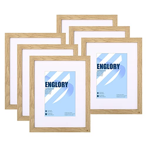 Bilderrahmen aus Holz, 20,3 x 25,4 cm, 6 Stück, helle Holzmaserung, Wand oder Tischplatte, Massivholz, Plexiglas Cover