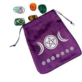 Custodia per tarocchi | Borsa per tarocchi in velluto resistente e raso con coulisse | Porta carte dei tarocchi gioielli per appassionati di tarocchi, sacchetti regalo a mano, Viola, March phase