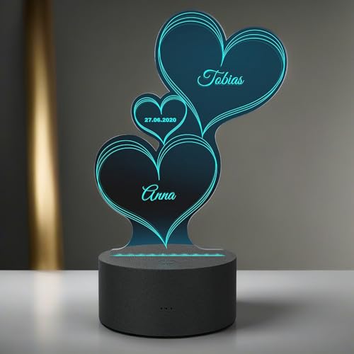 Smyla LED Herz-Leuchte mit Gravur Personalisiert | LED-Herz mit...