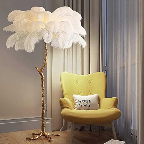Modern Luxury Ostrich Feather LED Floor Light, Feather Floor Lights Three Color Dimmable, for Villa, Home, Hotel Floor Lighting Standing Lamp (H1.7M) Cover
