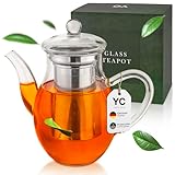 Capacidad perfecta: la tetera de vidrio tiene una capacidad de 850ml, una tetera puede preparar hasta 4-5 tazas de té, perfecta para servir un delicioso té caliente o un refrescante té helado en reuniones con familiares y amigos.