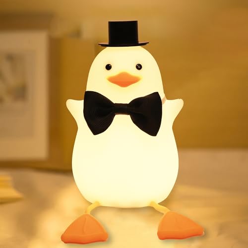Enten Nachtlicht für Kinder, Silikon Kindergarten Nachtlicht, tragbare wiederaufladbare USB LED Touchlampe mit Dimmbar & Timer, Schlafzimmer Tischdekoration, Geburtstags und Weihnachtsgeschenke